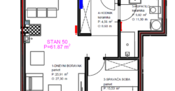 Dvosoban stan 61,87 m2 – Centar (Palata)
