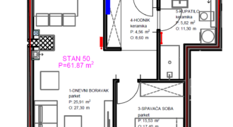 Dvosoban stan 61,87 m2 – Centar (Palata)