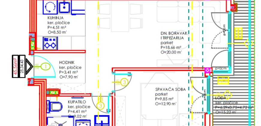 Dvosoban stan 45,56 m2 – Centar