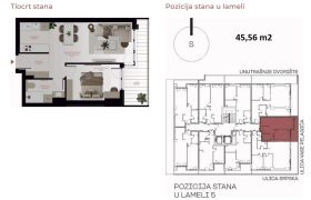 Dvosoban stan 45,65 m2 – Centar