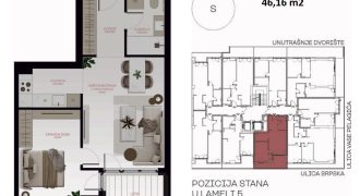 Dvosoban stan 46,16 m2 – Centar