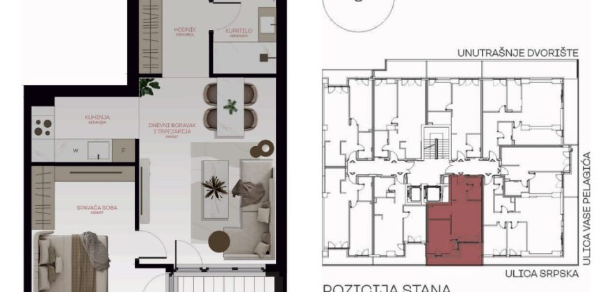 Dvosoban stan 46,16 m2 – Centar