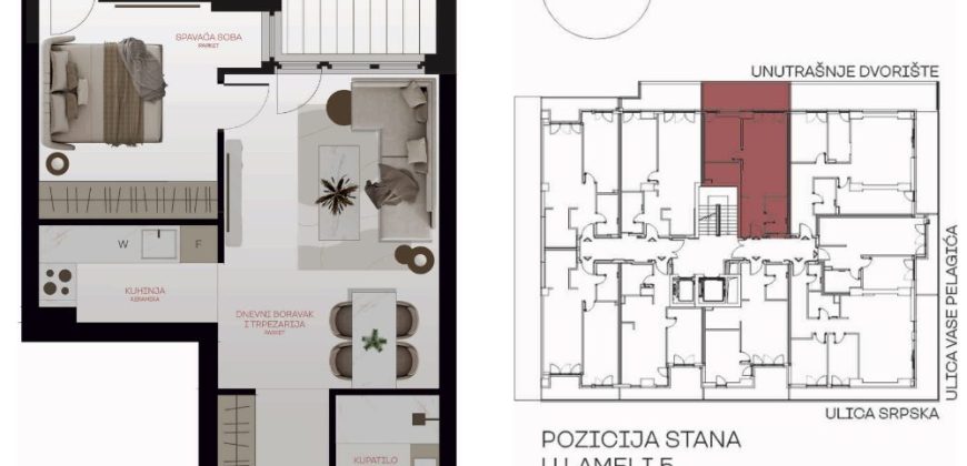 Dvosoban stan 46,25 m2 – Centar