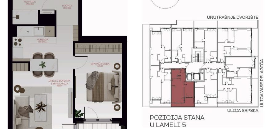 Dvosoban stan 46,99 m2 – Centar