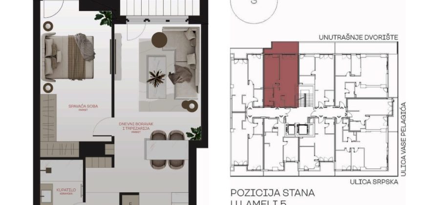 Dvosoban stan 54,13 m2 – Centar