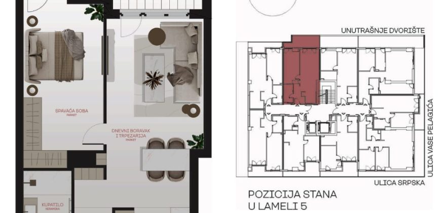 Dvosoban stan 54,92 m2 – Centar