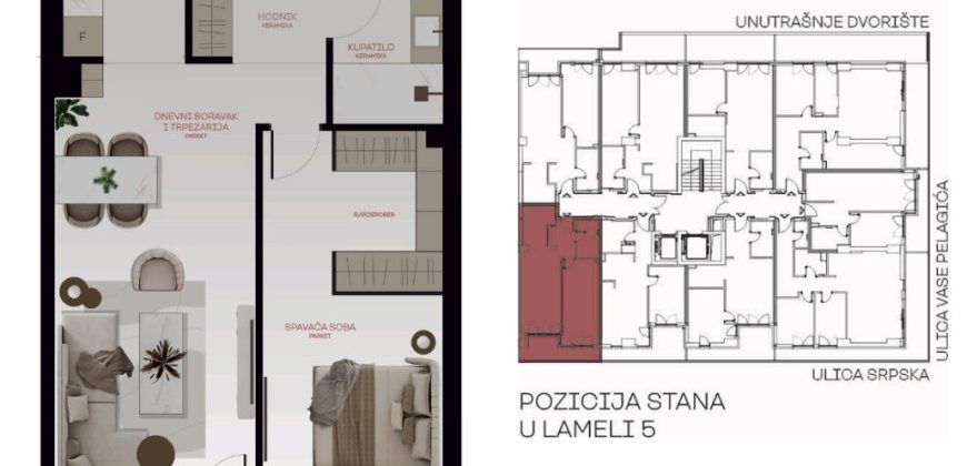 Dvosoban stan 54,97 m2 – Centar