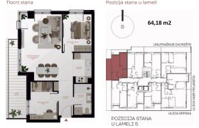 Trosoban stan 64,18 m2 – Centar