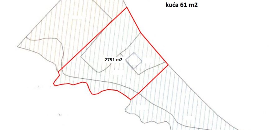 Zemljište 2751 m2 sa kućom 61 m2 – Jakupovci