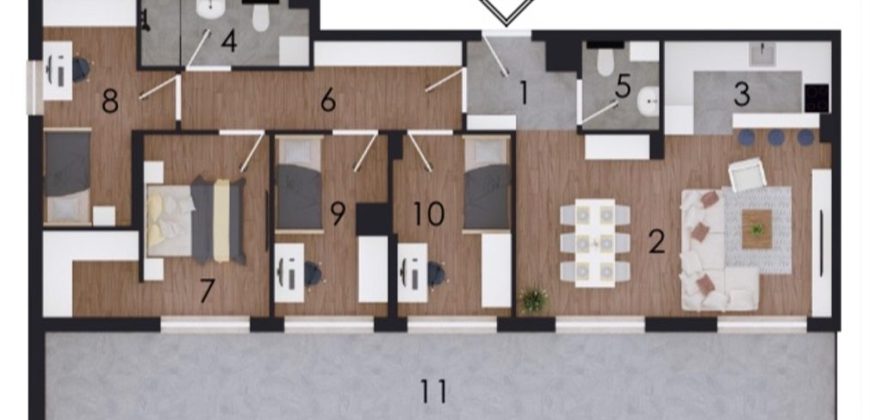 Petosoban stan 115,98 m2 – Gradiška