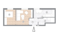 Dvosoban stan 38,55 m2 – Borik