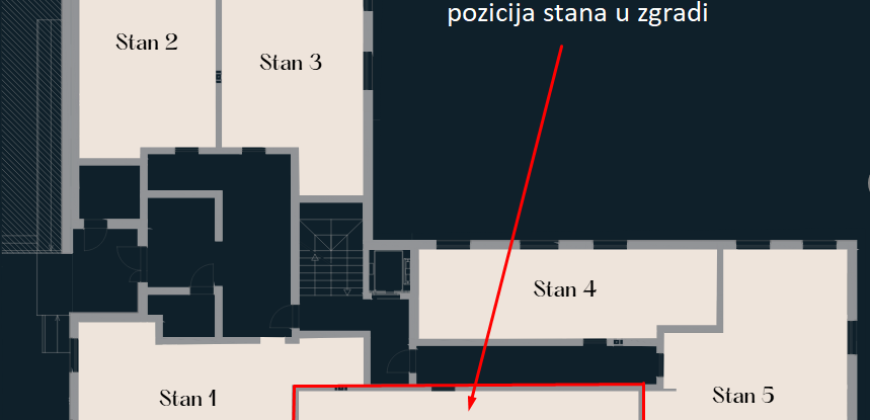Dvosoban stan 45,56 m2 – Borik