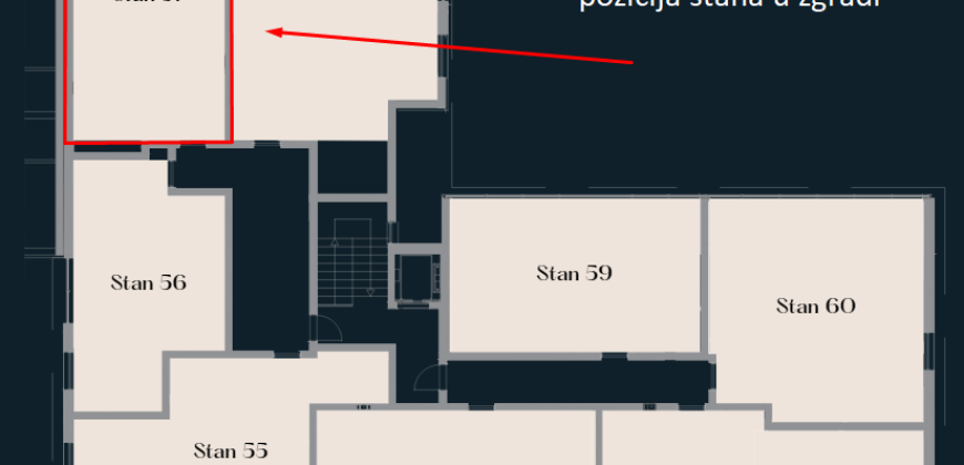 Dvosoban stan 50,64 m2 – Borik
