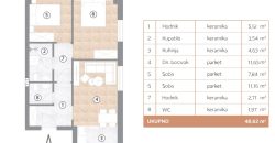 Trosoban stan 48,62 m2 – Borik