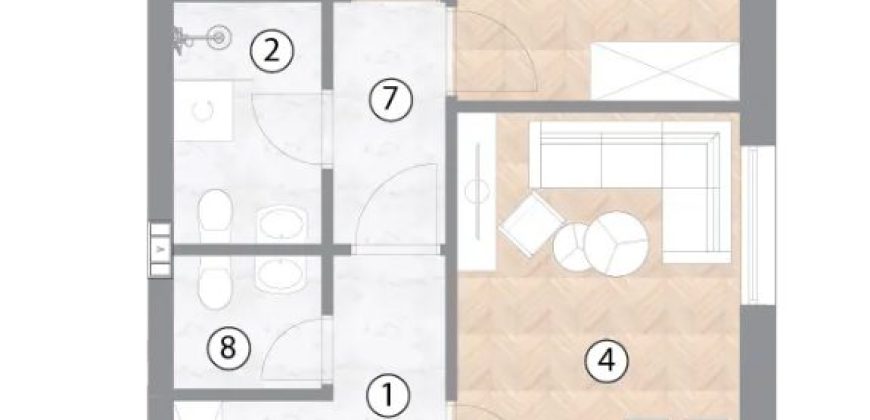 Trosoban stan 48,62 m2 – Borik