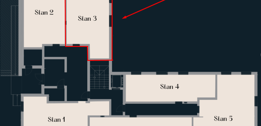 Trosoban stan 48,62 m2 – Borik