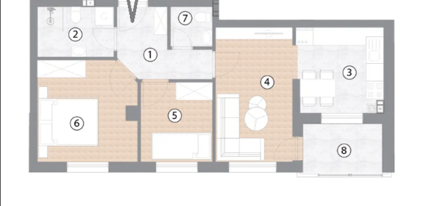 Trosoban stan 51,34 m2 – Borik