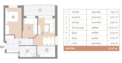 Trosoban stan 52,47 m2 – Borik