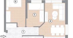 Trosoban stan 52,47 m2 – Borik