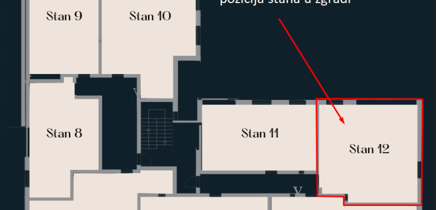 Trosoban stan 52,47 m2 – Borik