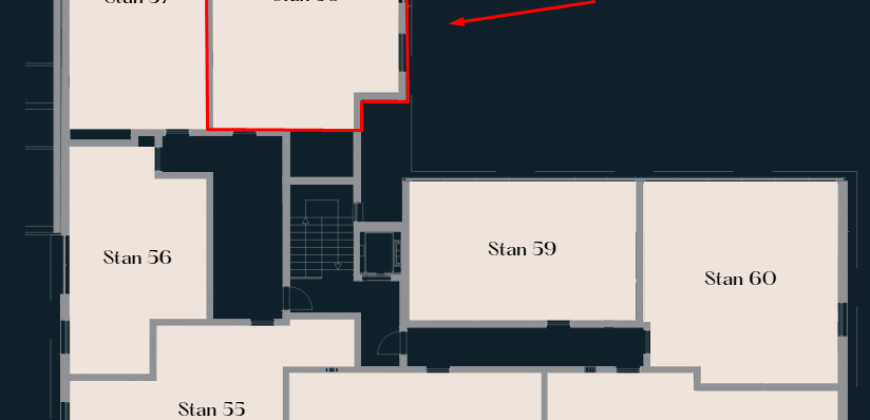 Trosoban stan 63,13 m2 – Borik