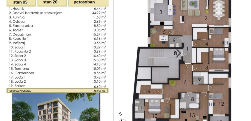 Petosoban stan 202,56 m2 – Ada