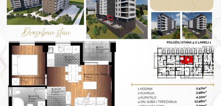 Dvosoban stan 34,92 m2 – Starčevica