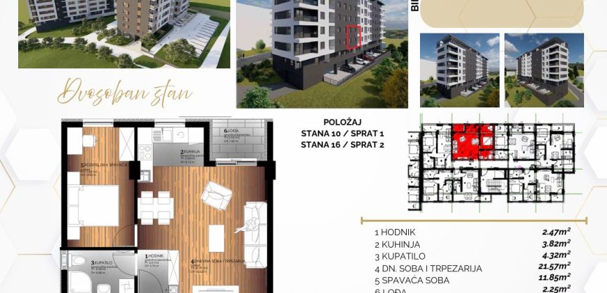 Dvosoban stan 46,28 m2 – Starčevica