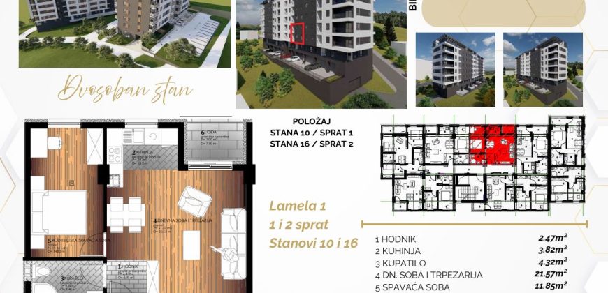 Dvosoban stan 46,28 m2 – Starčevica