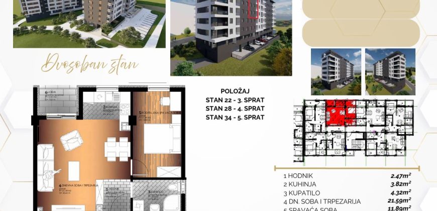 Dvosoban stan 46,34 m2 – Starčevica