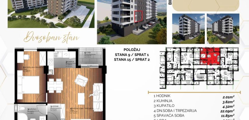 Dvosoban stan 46,34 m2 – Starčevica