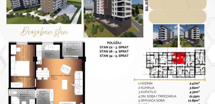 Dvosoban stan 46,34 m2 – Starčevica