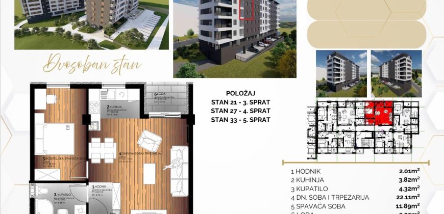 Dvosoban stan 46,40 m2 – Starčevica