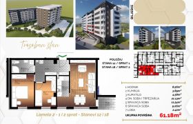 Trosoban stan 61,18 m2 – Starčevica