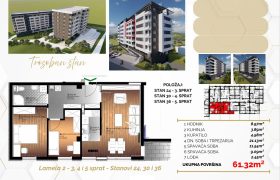 Trosoban stan 61,32 m2 – Starčevica