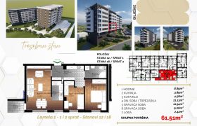 Trosoban stan 61,51 m2 – Starčevica