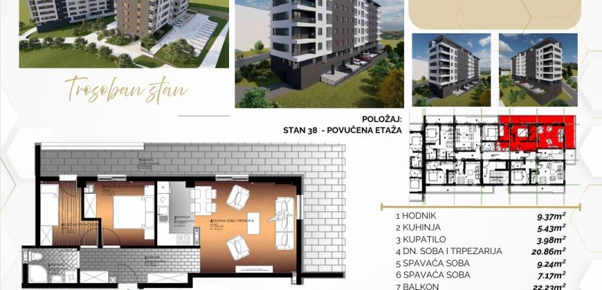 Trosoban stan 78,28 m2 – Starčevica