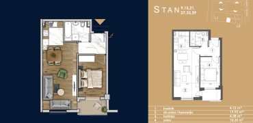 Dvosoban stan 43,76 m2 – Starčevica