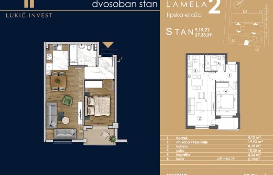 Dvosoban stan 43,76 m2 – Starčevica