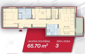 Trosoban stan 65,70 m2 – Borik