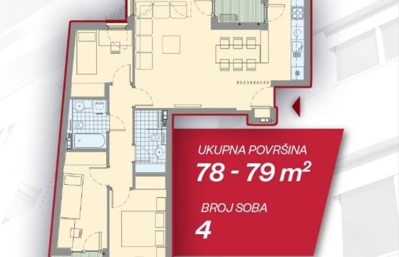 Četvorosoban stan 79,26 m2 – Borik