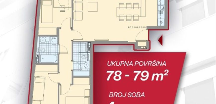 Četvorosoban stan 79,26 m2 – Borik