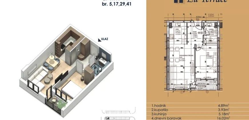 Dvosoban stan 41,31 m2 – Budžak
