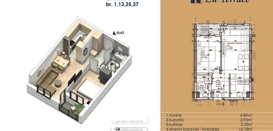 Dvosoban stan 41,56 m2 – Budžak