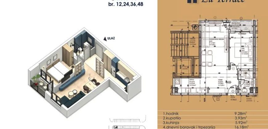 Dvosoban stan 46,46 m2 – Budžak