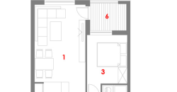 Dvosoban stan 41,88 m2 – Naselje Mjesec