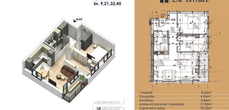 Trosoban stan 52,22 m2 – Budžak