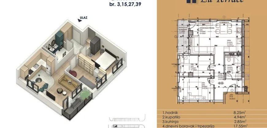 Trosoban stan 52,65 m2 – Budžak