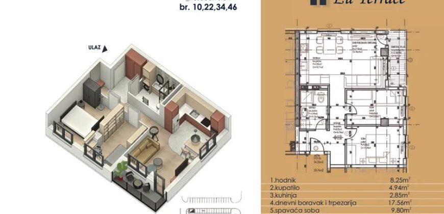 Trosoban stan 52,66 m2 – Budžak