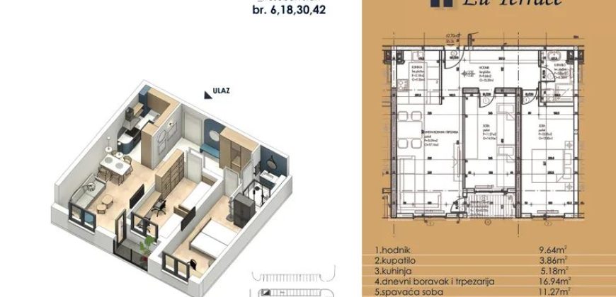 Trosoban stan 60,88 m2 – Budžak